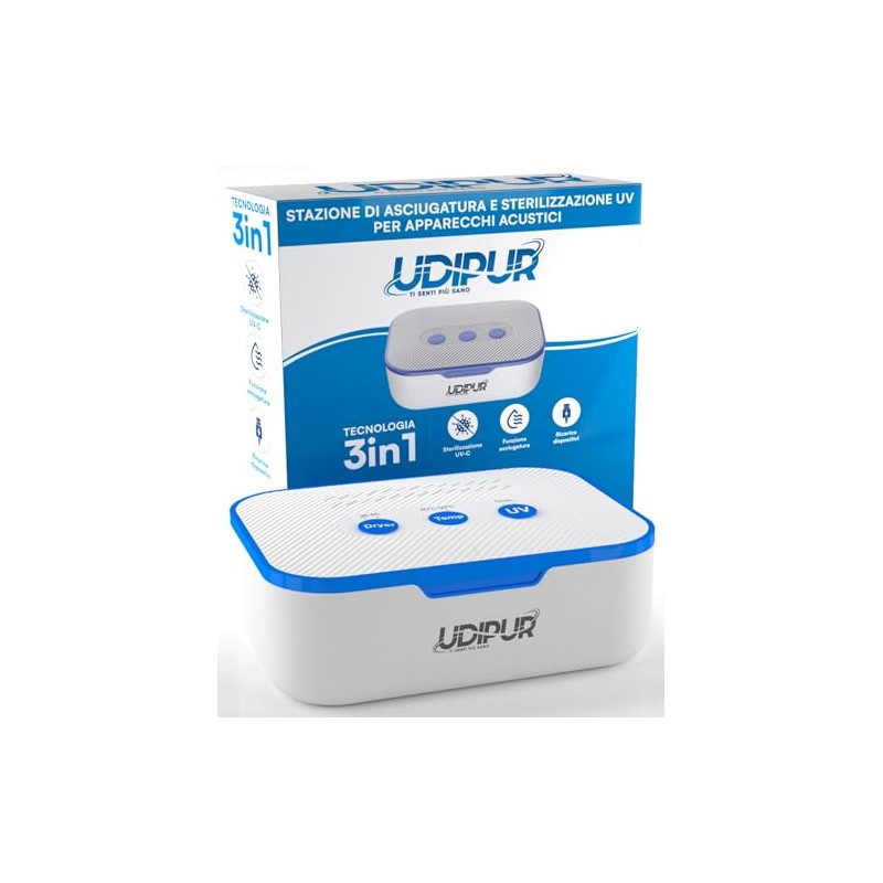 Udivita Udipur Drying Station for Hearing aids UV sterilisation 3in1