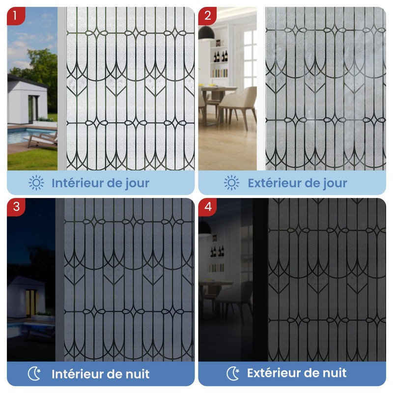 Window Privacy Film, 3D Stained Glass Window Film, 23.6x35.4in
