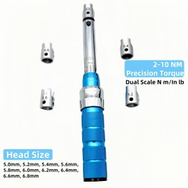 RQG Bike Spoke Torque Wrench Set, High Precision 2-10NM Motorcycle Dirt Bike Bicycle Spoke Wrench with 5 Heads/Dual Scale/Click Mechanism for Wheel Maintenance Adjustment