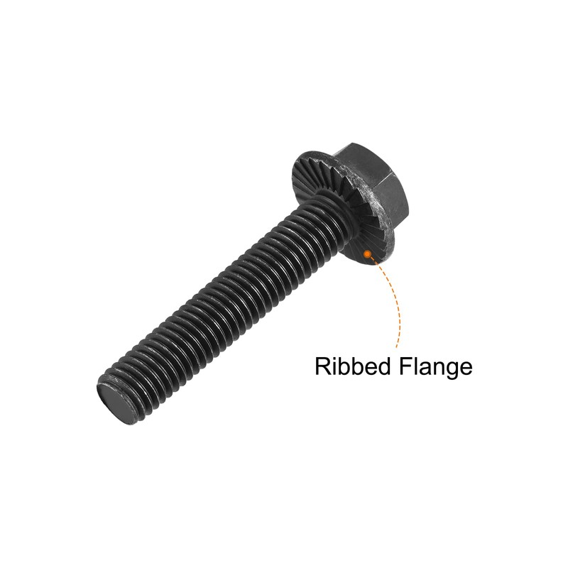 sourcing map M10-1.5x50mm Hex Serrated Flange Bolts 10.9 Grade Carbon