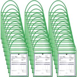 Geyee 50 Pack Job Ticket Holders Work Order Pockets for 9 x 12 Inch Hanging Sleeve Plastic Shop Ticket Holders with Strap, Both Sides Clear(Green)