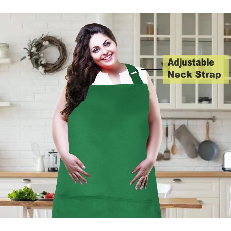 XIEJINJIA Pack of 2 Plus Size Adjustable Cooking Apron Long