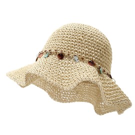 YAMEE Sun Hat Women's Summer Straw Beach Hat Women's Straw Hat Foldable for Beach, Holiday, Garden, beige, Unit size