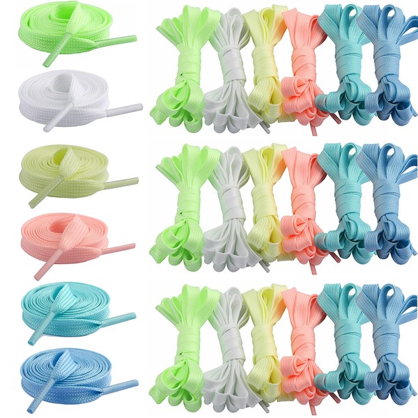 12 Pairs of 120 cm Fluorescent Laces, Luminous Sports Laces,
