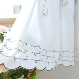 Cute Embroidered Floral Cafe Curtain Cloth Stylish Kitchen Invisible from Outside Blind Panel Scandinavian Half Curtain for Small Windows, Cafe House Room Divider Decoration, 9 Sizes, 1 Piece, Width