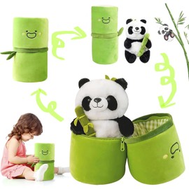 YushengTai Panda Cuddly Toy, Fluffy Panda Doll, 35 cm Panda Plush Toy, Panda Plush Toy, Bamboo Plush Panda Plush Toy, Panda Plush Toy Panda Hides in Bamboo Bag Toy