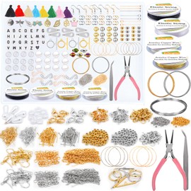 EuTengHgo Jewelry Findings Kit with Jewelry Tools & Premium Jewelry Making Supplies - Beads, Tassels, Charms, Wire, Cords for DIY Bracelets, Necklaces, Earrings Repair & Creative Craft Projects
