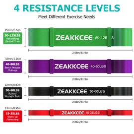 Fitness Bands, Resistance Band, Pull Bands Auxiliary Bands, 4 Different Levels, Stretch Bands, Training Bands for Exercise, Strength, Training, Yoga, Muscle Toning, Fitness