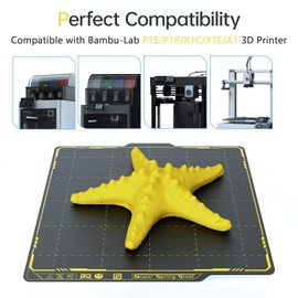 BIQU SSS Double-Sided Panda Spring Steel Build Plate Compatible with Bambu-Lab X1C/X1E/P1P/P1S/A1 3D Printer, 258x258MM(10.16x10.16in) Ultra-Flexible Sheet Removable Surface Platform
