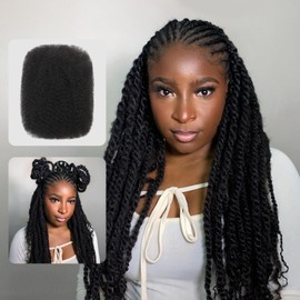JIAJIA Teresa Afro Kinkys - Cabello Humano A Granel Para Trenzas Giros Y Rastas Cabello Humano Afro Rizado Natural Y Suave A Granel Se Puede Teñir Y Decolorar(30 G/Paquete)