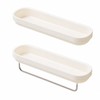 Adhesive Shower Caddy 2-Pack, Shower Shelves with Towel Bar, Cream