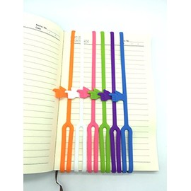 6pcs Lovely Silicone Finger Pointing Bookmark Book Marker of Pink White Orange Green Blue Purple