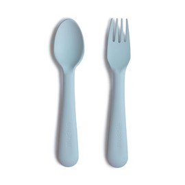 Mushie Cutlery Set with Fork and Spoon for Children, Reusable Cutlery Set, Made in Denmark, BPA-Free, Safe, High-Quality and Durable First Equipment (Powder Blue)