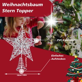 VEYLIN Christmas Tree Star Topper, Christmas Tree Topper, Best Decorations for Silver Christmas Tree Crowns
