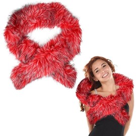 Bettli Women's Men's Extra Large Faux Fox Raccoon Fur Scarf Collar Stole Shawl (Red)