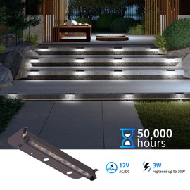 Kwinmyso 12-Packs 3W 7inch LED Hardscape Paver Lighting,12V AC/DC Low Voltage Retaining Wall Lights,Landscape Lighting,5000K Daylight White Outdoor Step Lights,50,000 Hours Lifespan