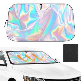 145 * 80 cm Sonnenschutz Auto Frontscheibe, Faltbare Auto Scheiben Verdunklung, Autoscheiben Sonnenschutz Blockiert UV-Strahlen, Hitzeschutz Sonnenblende Vorne Faltb für Meisten Autos