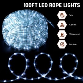 Baquler 150ft LED Rope White Lights Outdoor 810 LED Connectable and Flexible Tube Lights with 8 Modes Waterproof LED Rope Lighting for Party Holiday Garden Garden Indoor Outdoor Decoration
