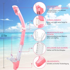 Supertrip Dry Snorkel Adult Unisex Dry Snorkel Snorkel with Valve for Snorkelling Snorkel Tube with Soft Mouthpiece Ear Plugs