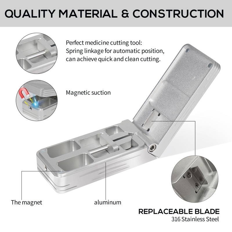 Pill Cutter for Small and Tiny Pills, Professional Aluminum Pill