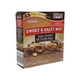 Millville Sweet & Salty Nut Granola Bars | 100% Whole Grain Oats | 7.4 oz (6 bars x 1.2 oz) | Pack of 1 (Peanut, Almond & Dark Chocolate Chunk)