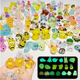 Crahuanli 120PCS Mini Luminous Resin Animals Mixed Set - 68 Rare Styles Mini/Tiny Resin Animals Collection for Dollhouse, Aquarium, Fairy Garden & DIY Crafts Decor