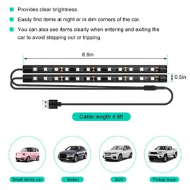SHMZK Car LED Strip Light, 12V 24 LEDs Multicolor Car Ambient Lights, USB Port Waterproof Vehicle Atmosphere Night Lights, Auto Interior Decorative Lamp for Sedan SUV Truck (Red, USB Port)