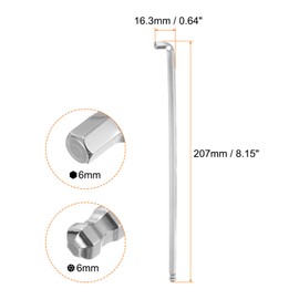 sourcing map Hex Key Wrench 6mm S2 Steel L-Shape Hexagon Metric Wrenches Repairing Tool for Home Repair