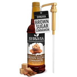 Syruvia Brown Sugar Cinnamon Syrup – Brown Sugar Cinnamon Coffee Syrup Flavor, 25.4 fl oz, Kosher, Gluten Free, Perfect for Coffee, Drinks, Soda, Desserts, and More, With Syrup Pump