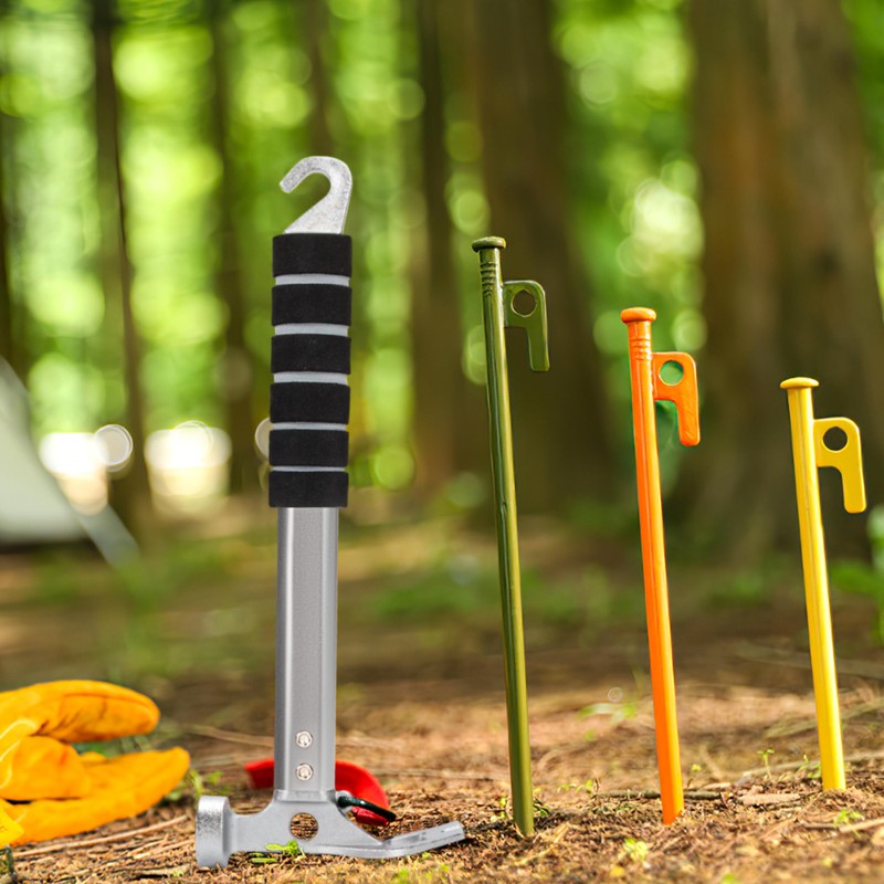 AYMQC Tent Hammer Lightweight Aluminium Camping Hammer with Hook Multifunctional