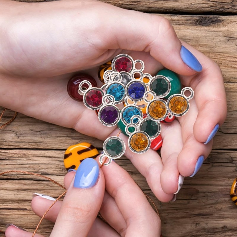 Operitacx 50Pcs Birthstone Charms Gemstone Charms for Diy Jewelry Making,