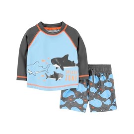 Simple Joys by Carter's Baby and Toddler Boys’ 2-Piece Swimwear, Swimming Trunks and Rash Guard, Blue Whales, 3-6 Months