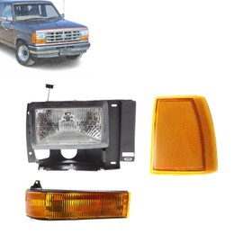 Vantage Auto Parts - Front Headlight + Corner Light + Turn Signal Light RH Side Compatible with Ford Ranger 1989-1992 | DIRECT REPLACEMENT | Clear Lens | F1TZ13200C | ‎FO2551105 FO2503107 FO2521107