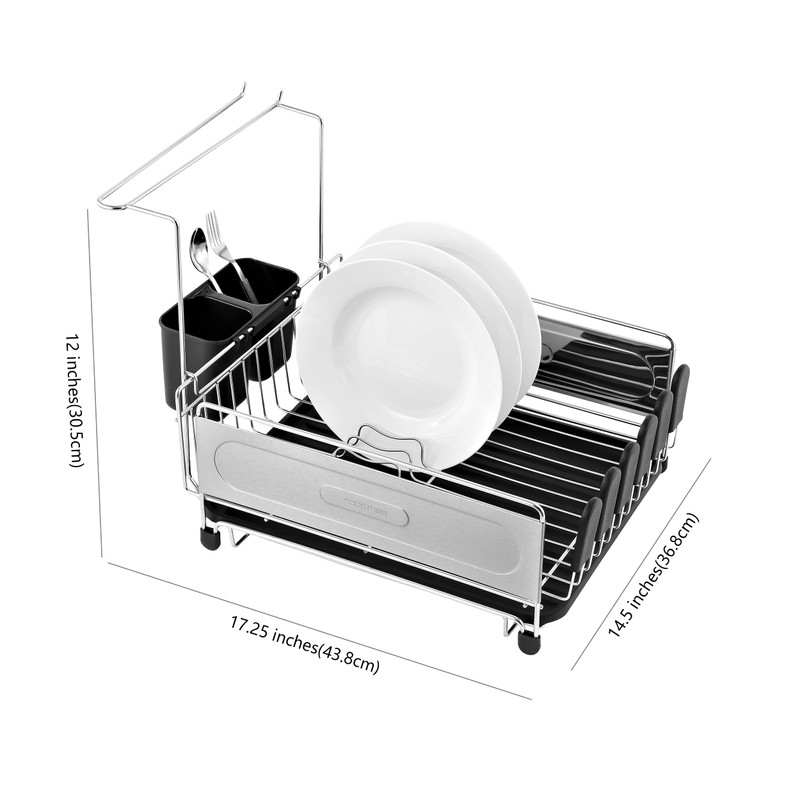 happimess DSH1000A Compact 17.25' Fingerprint-Proof Stainless Steel Dish Drying Rack,