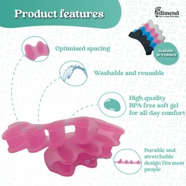 Pedimend Toe separator, Toe spacers, Gel Toe Separators, Bunion Correctors, Toe Spacers Toe Straightener Toe Stretcher Big Toe Correctors Toe Separator (Pink)