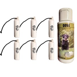 HuntEmUp Ultimate Dove Dog Training Scent - with 3" White Canvas Bumpers (Qty:6)