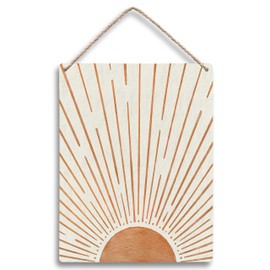 FUGWN Abstract Boho Sun Sunrise Sunshine Wooden Signs 8x10, Boho Wall Hanging, BohoWall Decor, Bohemian Wall Decor, BohoNursery Wall Decor, Sun WallDecor, Sunshine Nursery Decors, Mid Century Decors