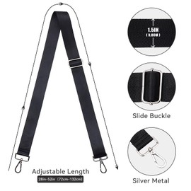 KALIDI Replacement Bag Straps 3.8CM Shoulder Strap Adjustable for Handbag,Crossbody Bag,Laptop Bag,Travel Bag (Black)
