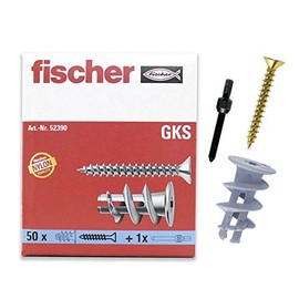 fischer | Caja Con 50 Taquetes de Nylon Autoperforante GKS + 50 Tornillos, Para Panel de Yeso