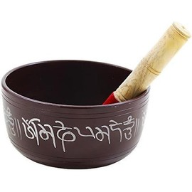 Hand Painted Metal Tibetan Singing Bowl Set - Large 7" Musical Instrument with Wooden Stick Mallet - For Meditation, Yoga, and Stress Relief -Spiritual Gifts