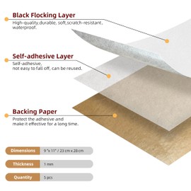 LCEAI 5PCS Self Adhesive Felt Sheet - White Felt Sheets with Adhesive Backing for Drawer/Jewelry Box Liner (9" x 11")