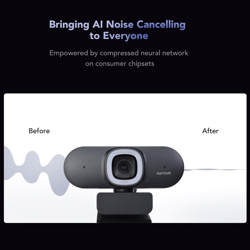 Nuroum V32AFL 4K Webcam with Ring Light, Adjustable Field of