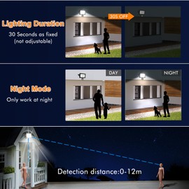 MEIKEE 50W Security Lights Outdoor Motion Sensor 4700 Lumen Daylight White 6500K Night Detection Fixed 30 Seconds Delay PIR Floodlights Outdoor IP66 Waterproof for Garden Garage Driveway