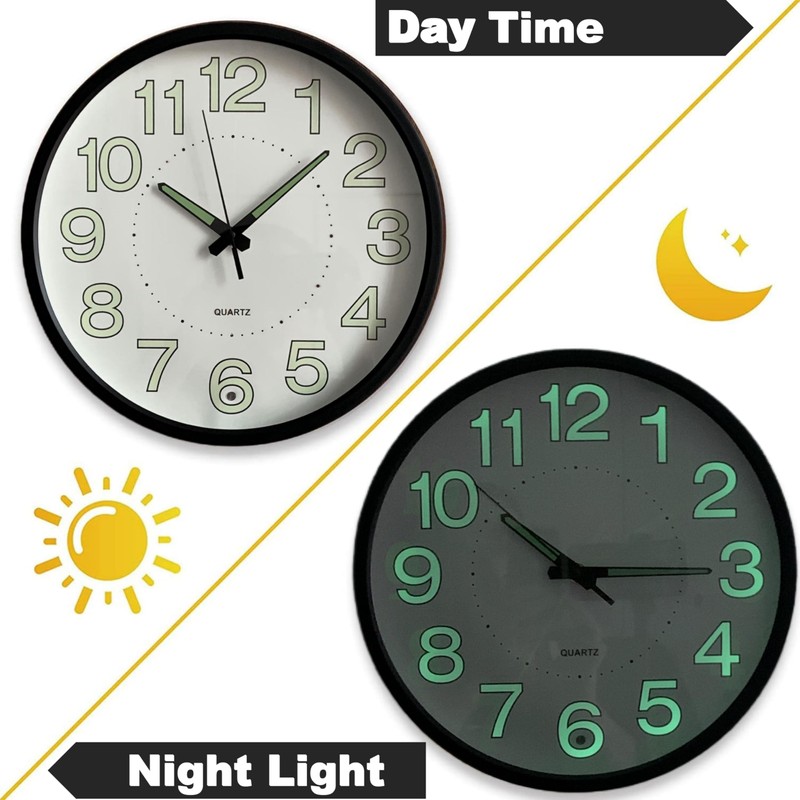 Aerfas Night Light Wall Clocks - 12 Inches Clock with