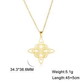 LIKGREAT Witch's Knot Necklace Witchcraft Pendant Irish Celtic Knot Pagan Wiccan Symbol Charm Good Luck Protection Vintage Jewellery for Women Girls (Style 2-Gold)