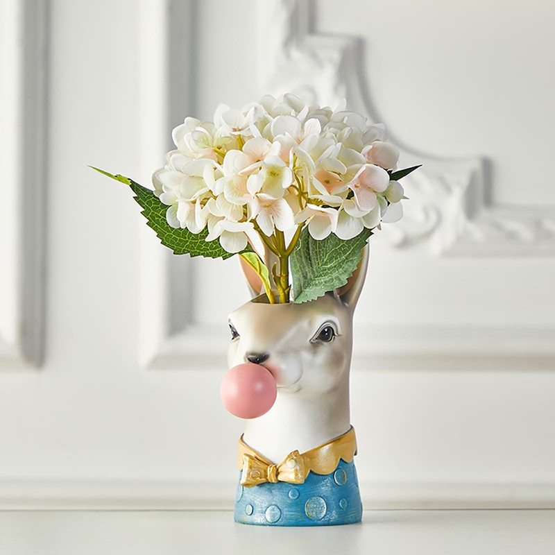 Gaolinci Resin Animal Head Vase, Blowing Bubbles Creative Vase, Home