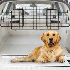 MBR&MBS Dog Barrier for SUVs & Van Vehicles Trucks Adjustable Large Pet Car Gate Universal-Fit Divider Cargo Area Dogs Car Accessories Safety Travel Heavy-Duty Wire Mesh Dog Car Guard