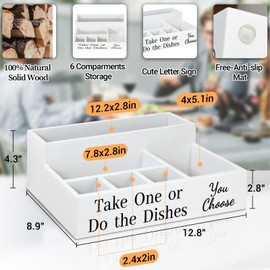 COZYYROME Paper Plate Holders for Kitchen Counter, Paper Plate Dispenser,Wooden Paper Plate Organizer Box for Kitchen Decor,Paper Plate Caddy Disposable Coffee Cup and Dish Dispenser(White)