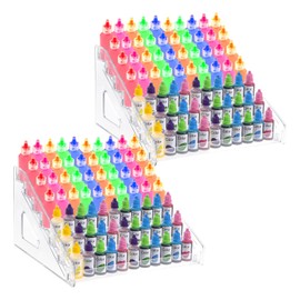 2 Pack Clear Acrylic Paints Organizer (7 Tier), Paints Bottle Organizer, Acrylic Paint Storage Organizers, Craft Paint Organizers Rack for Alcohol Inks and Food Coloring