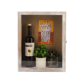 JJWLWEI 12x17 Extra Deep Shadow Box, Large Shadow Boxes Display Cases with Lock，for Displaying Photo Souvenir Collection（Rustic White）